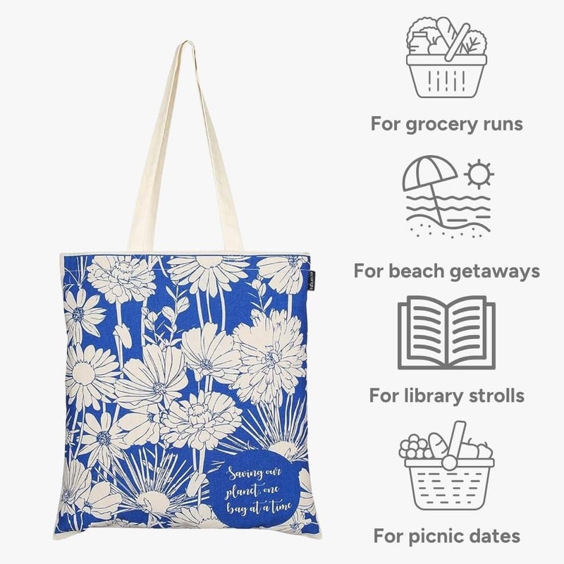 EcoRight Eco Right Canvas Reusable Cotton Tote Bag for Women, for School, Grocery, Shopping, Beach & Gifts for Womens - Image 3